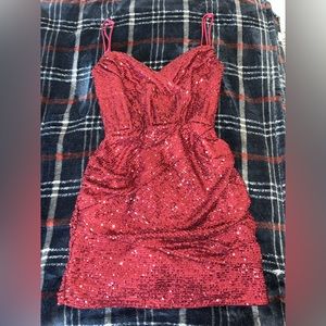 Bodycon Sequin Dress in Ruby Red | Lucy In the Sky | Size M | Brand New |